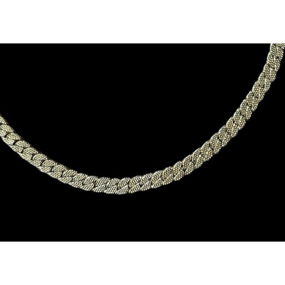Vintage Gold Tone Flat Nugget Textured Chain Necklace Classic Reversible 18” - Picture 4 of 5
